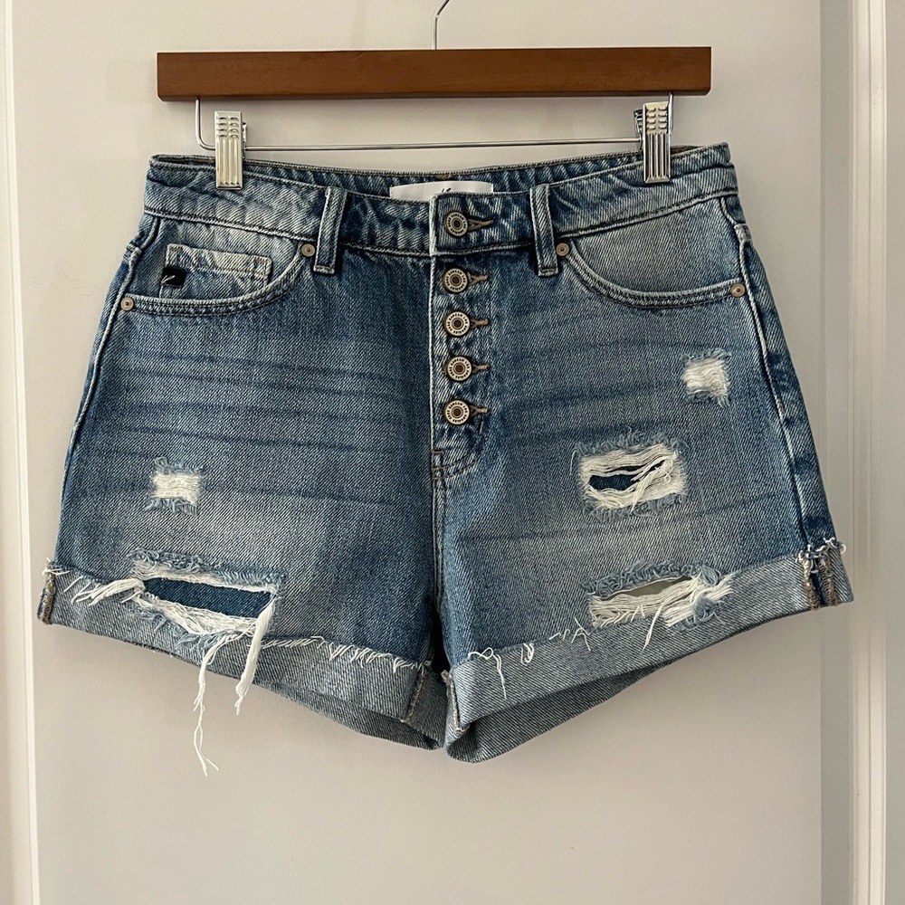KanCan Blue Distressed Jean Shorts